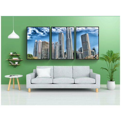 фото Набор модулных постеров для интерьера "сингапур, линия горизонта, небоскребы" 60x90 см. в тубусе, без рамки lotsprints