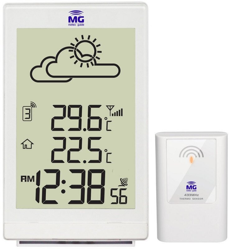 Цифровая электронная метеостанция Meteo Guide MG 01305, погодная станция, температура на улице и в помещение, часы, календарь, символьный прогноз погоды