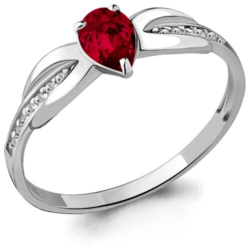 фото Серебряное кольцо aquamarine а68485101в с фианитом и ювелирным кристаллом diamant-online