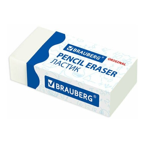 Ластик BRAUBERG Original 38х20х10 мм белый прямоугольный картонный держатель, 40 шт комплект 29 шт ластик brauberg simple 38х20х10 мм белый прямоугольный картонный держатель 228073