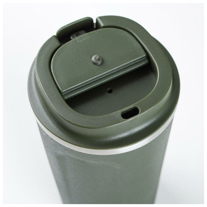 Термокружка для кофе, чая, напитков Мастер К, термостакан с крышкой, цвет зеленый, сохраняет тепло 6 ч, объем 500 мл - фотография № 3
