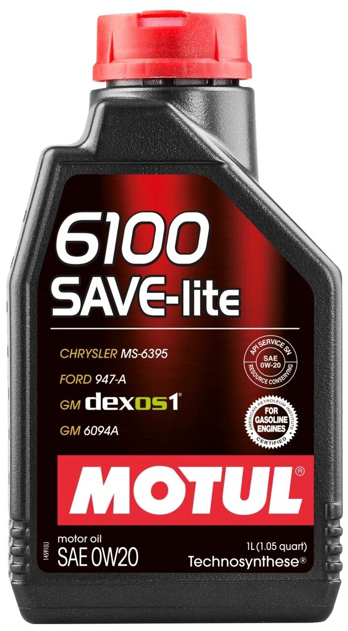 Синтетическое моторное масло Motul 6100 SAVE-Lite 0W-20, 1л