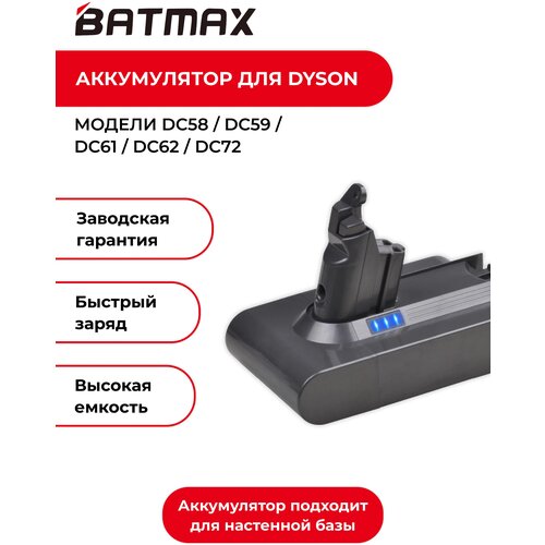 Аккумулятор BATMAX для пылесосов Dyson V6, DC58, DC59, DC61, DC62, DC72, DC74