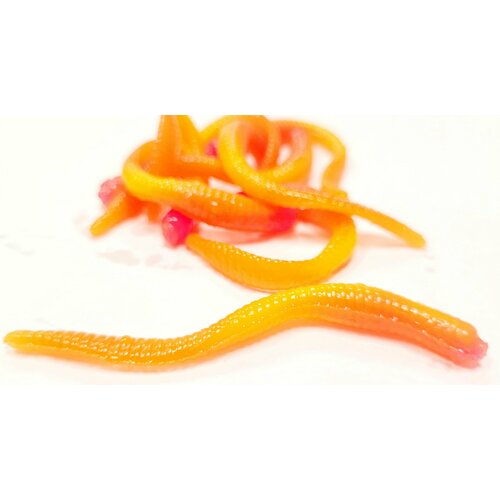 силиконовая приманка бобриных хвост для ловли форели двухцветный оранжевый розовый 450₽