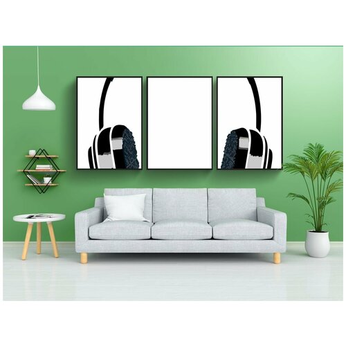 фото Набор модулных постеров для интерьера "наушники, музыка, музыкант" 60x90 см. в тубусе, без рамки lotsprints