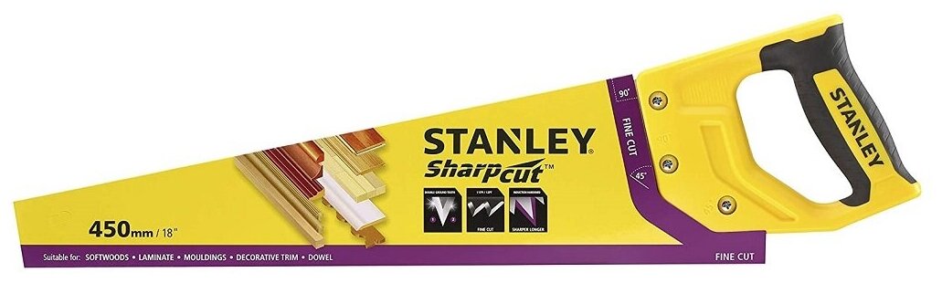 Ножовка по дереву Stanley SharpCut TPI11 450мм STHT20370-1 - фото №2