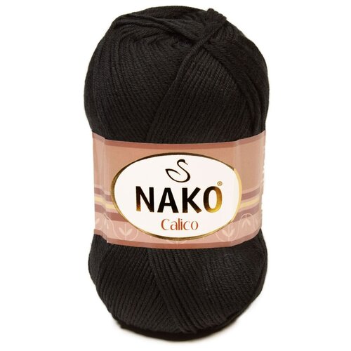 Пряжа Nako Calico: 217 (Черный) пряжа nako calico нако калико 217 черный 1 шт 245 м 100 г 50% премиум акрил 50% хлопок