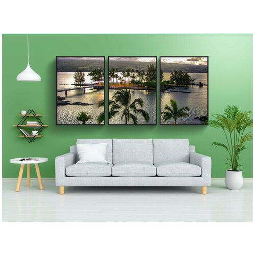 фото Набор модулных постеров для интерьера "кокос, остров, хило" 60x90 см. в тубусе, без рамки lotsprints