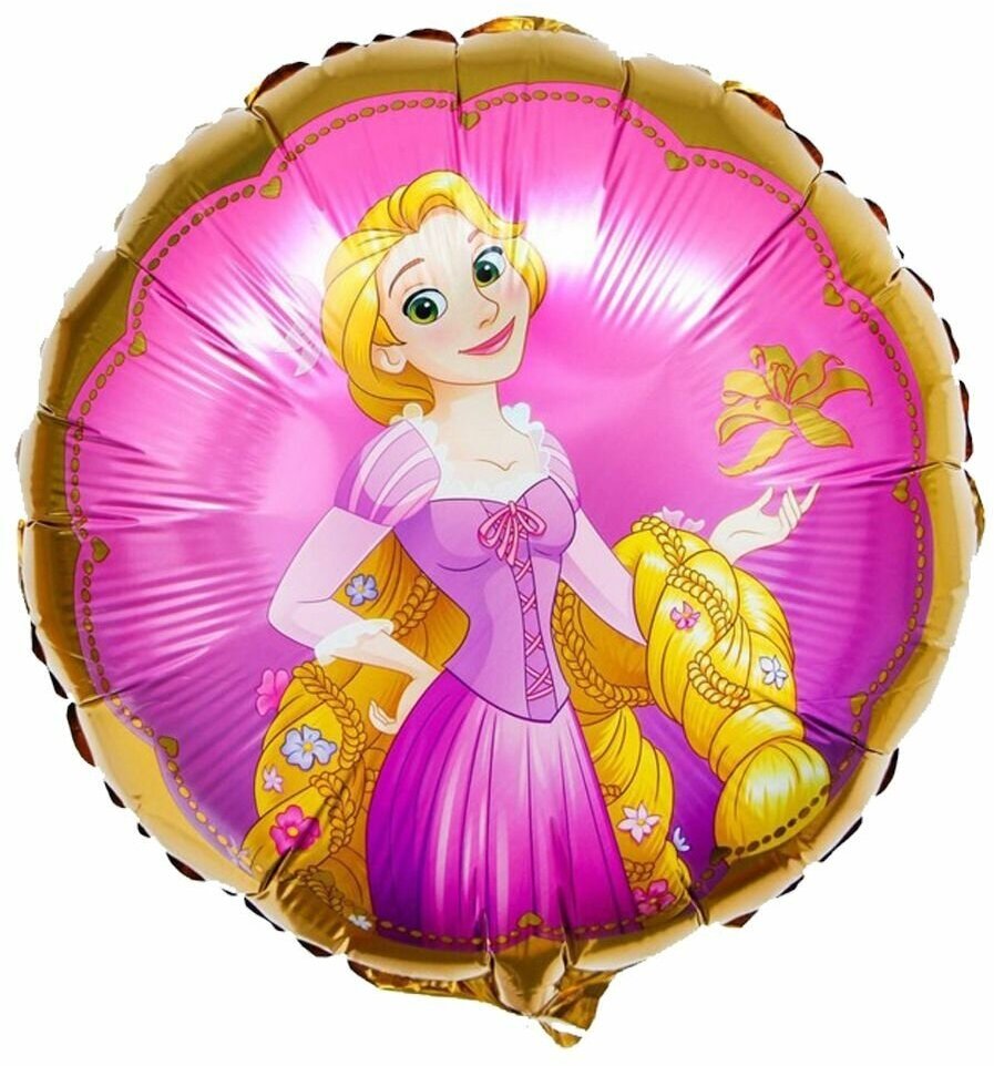Воздушный шар фольгированный Falali круглый, Принцесса Рапунцель, 46 см