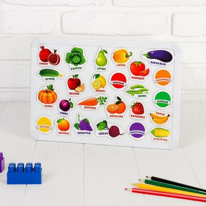 Магнитный набор Лесная мастерская "Изучаем цвета и овощи-фрукты" (набор 25 штук) (3622858)