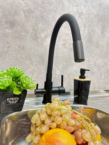Изображение товара Смеситель для кухни с гибким изливо под фильтр Hansen HL15080-CCчерный