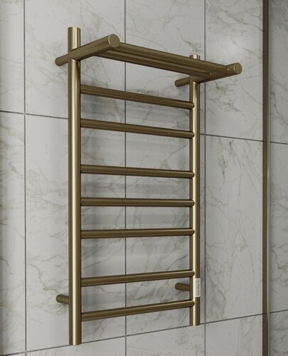 Изображение товара Полотенцесушитель электрический с полкой BAU Stil Shelf 40х80, 7 планок, универсальный, антикварная бронза