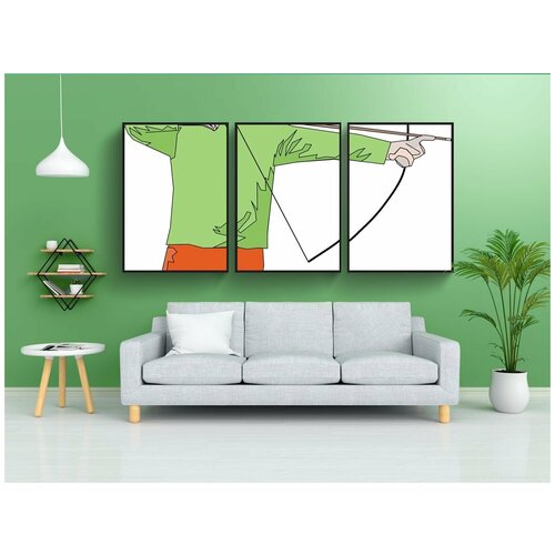 фото Набор модулных постеров для интерьера "аннотация, лучник, стрельба из лука" 60x90 см. в тубусе, без рамки lotsprints