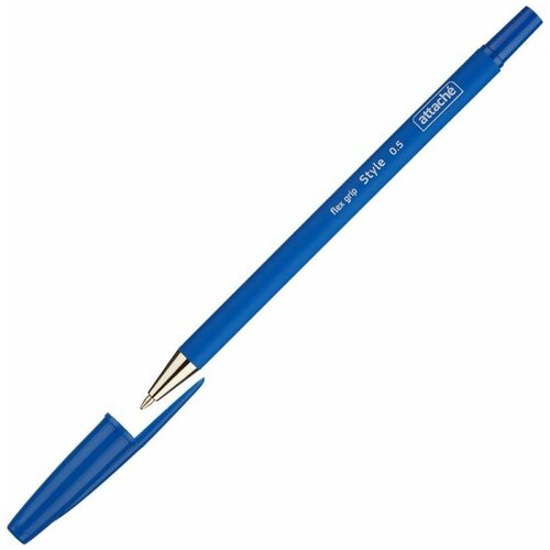 Ручка шариковая неавтоматическая Attache Style 0.5мм прорезин.корп.синий ст