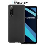 Чехол-накладка для Sony Xperia 10 IV (Сони Иксперия 10 4) тонкий с матовым покрытием, защита модуля камер, силиконовый черный ROSCO - изображение