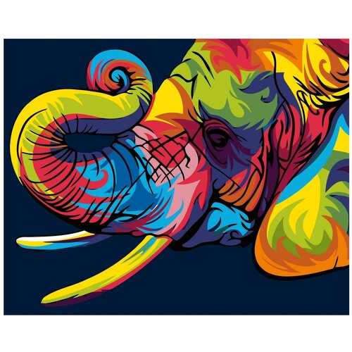 Радужный слон Раскраска картина по номерам на холсте