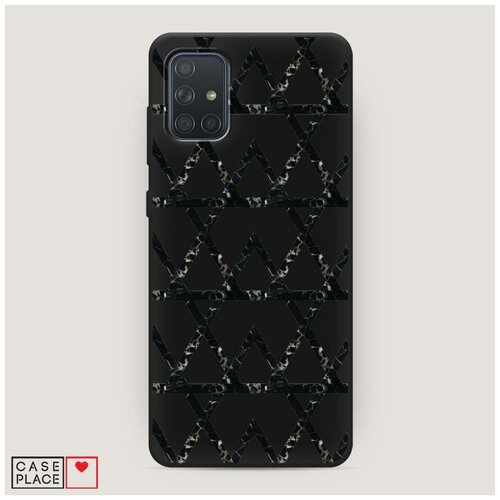 фото Чехол силиконовый матовый samsung galaxy a71 треугольники трафарет черный case place