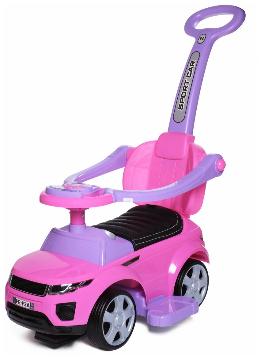 Каталка детская Sport car Babycare (резиновые колеса, кожаное сиденье), розовый 614