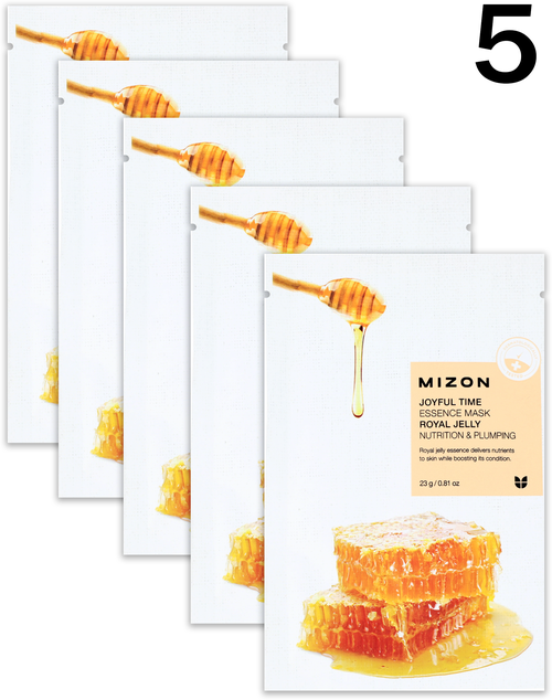 MIZON Тканевая маска для лица с экстрактом маточного молочка Joyful Time Essence Mask Royal Jelly 5 шт.23 гр