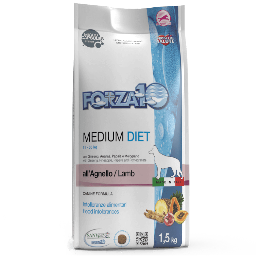 Гипоаллергенный сухой корм для взрослых собак Forza 10 Medium Diet всех пород /ягненок /1,5 кг