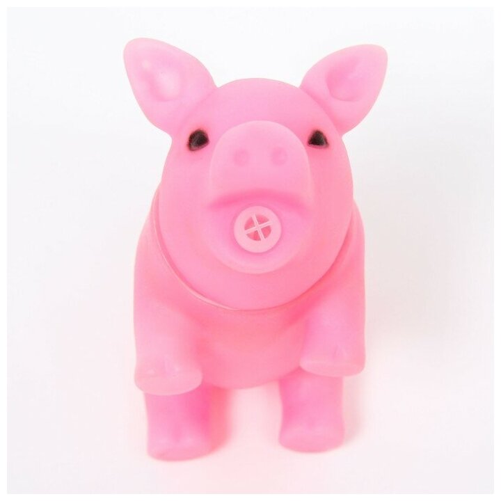 Игрушка пищащая "Маленький поросёнок" для собак, 9 см, бледно-розовая - фотография № 3