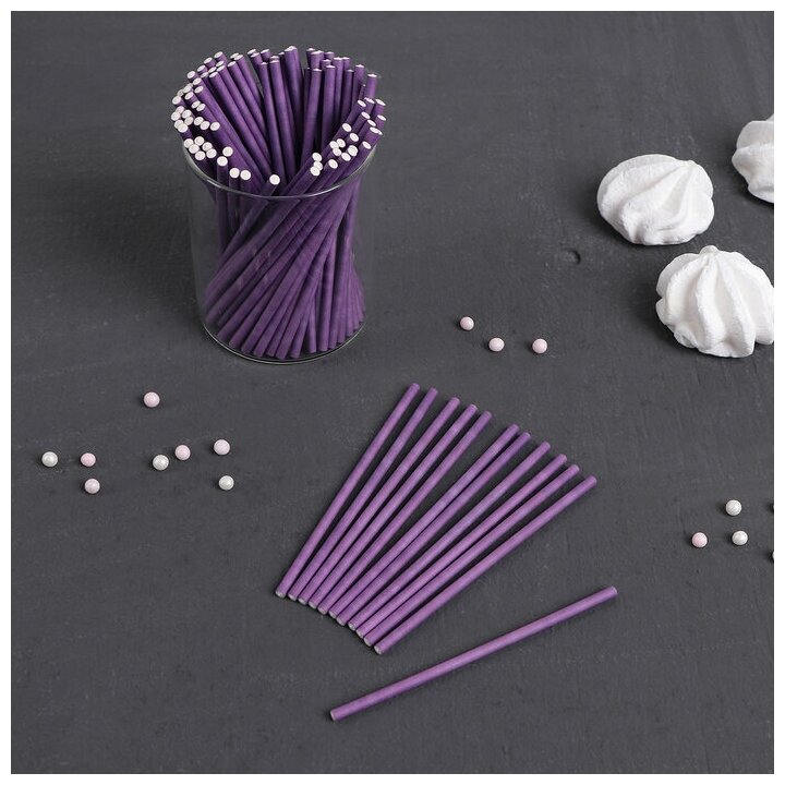 Палочки для кейкпопсов 10×03 см в наборе 100 шт цвет фиолетовый