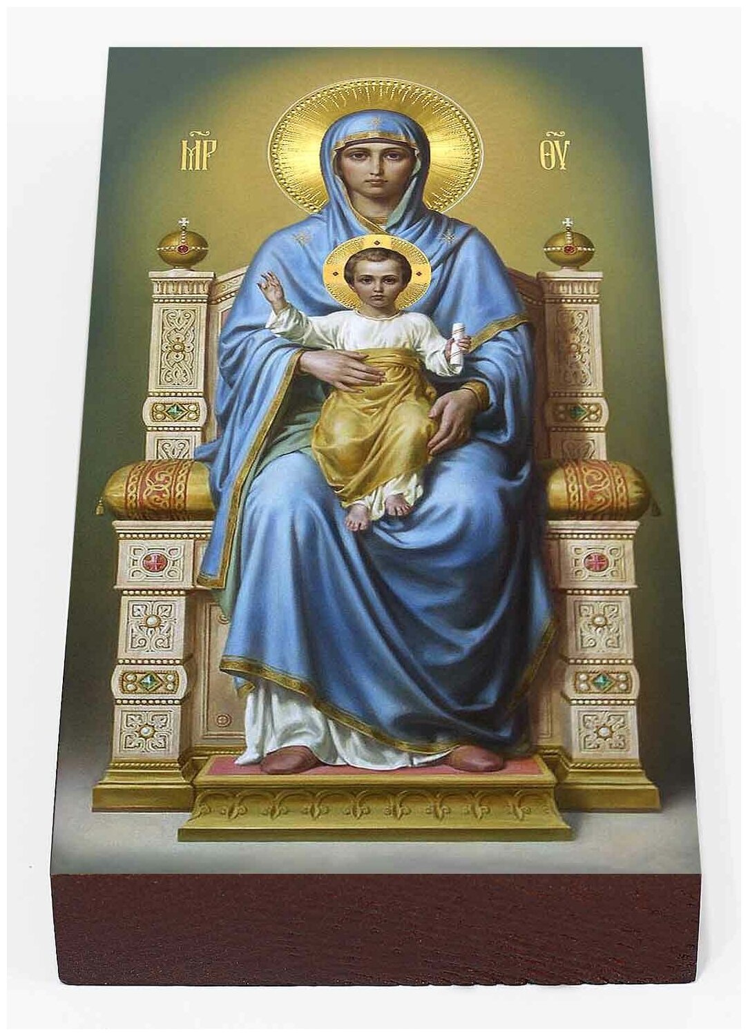 Богородица на Престоле, икона на доске 7*13 см