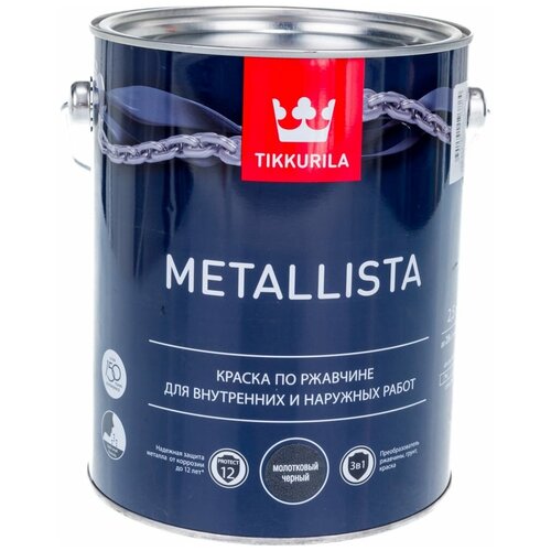 TIKKURILA краска ПО ржавчине 3 в 1 METALLISTA молотковая черная 2,5 Л 203638