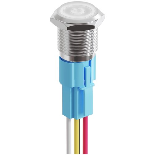 Кнопка-переключатель (тумблер) GSMIN K1 ON-OFF 3А 12В AC с подсветкой и соединительными проводами (Белый)
