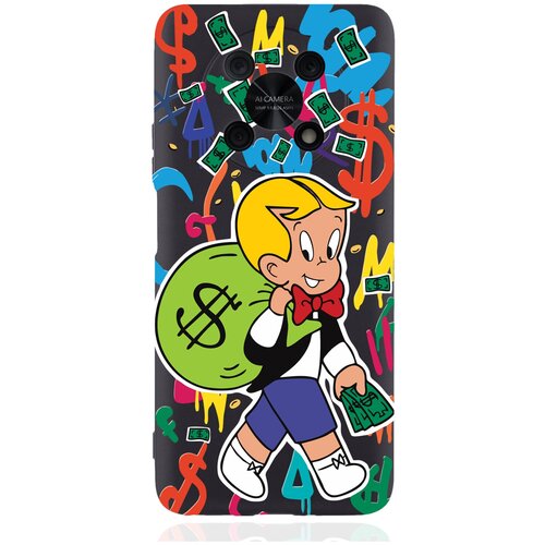 черный силиконовый чехол для realme c11 2021 monopoly richie rich монополи богатенький риччи Черный силиконовый чехол для Huawei Nova Y90 Monopoly Richie Rich/ Монополи Богатенький Риччи