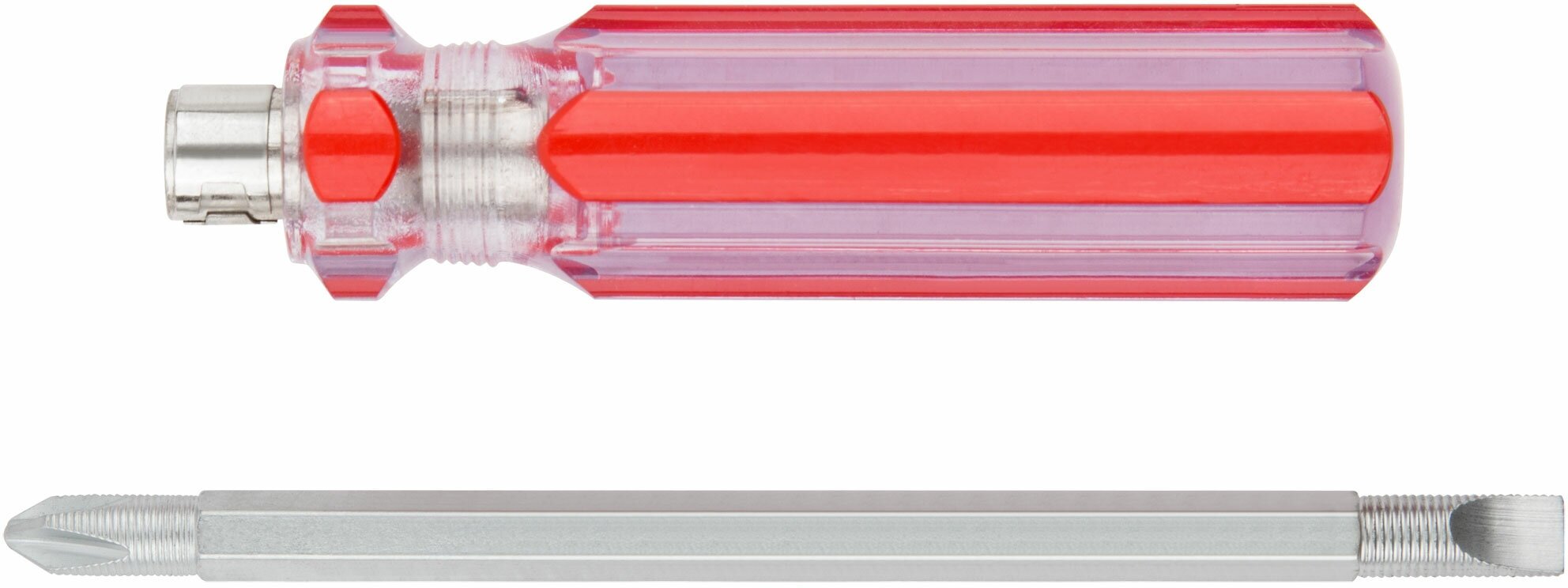 56210 Отвертка с переставным жалом PH2/SL6 6x85 мм (красная прозрачная пластиковая ручка) Курс - фото №4