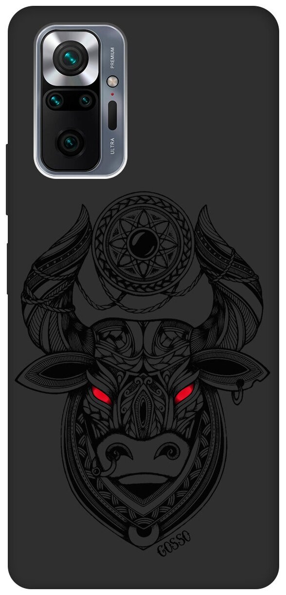 Ультратонкий защитный чехол-накладка Soft Touch для Xiaomi Redmi Note 10 Pro с 3D принтом "Grand Bull" черный