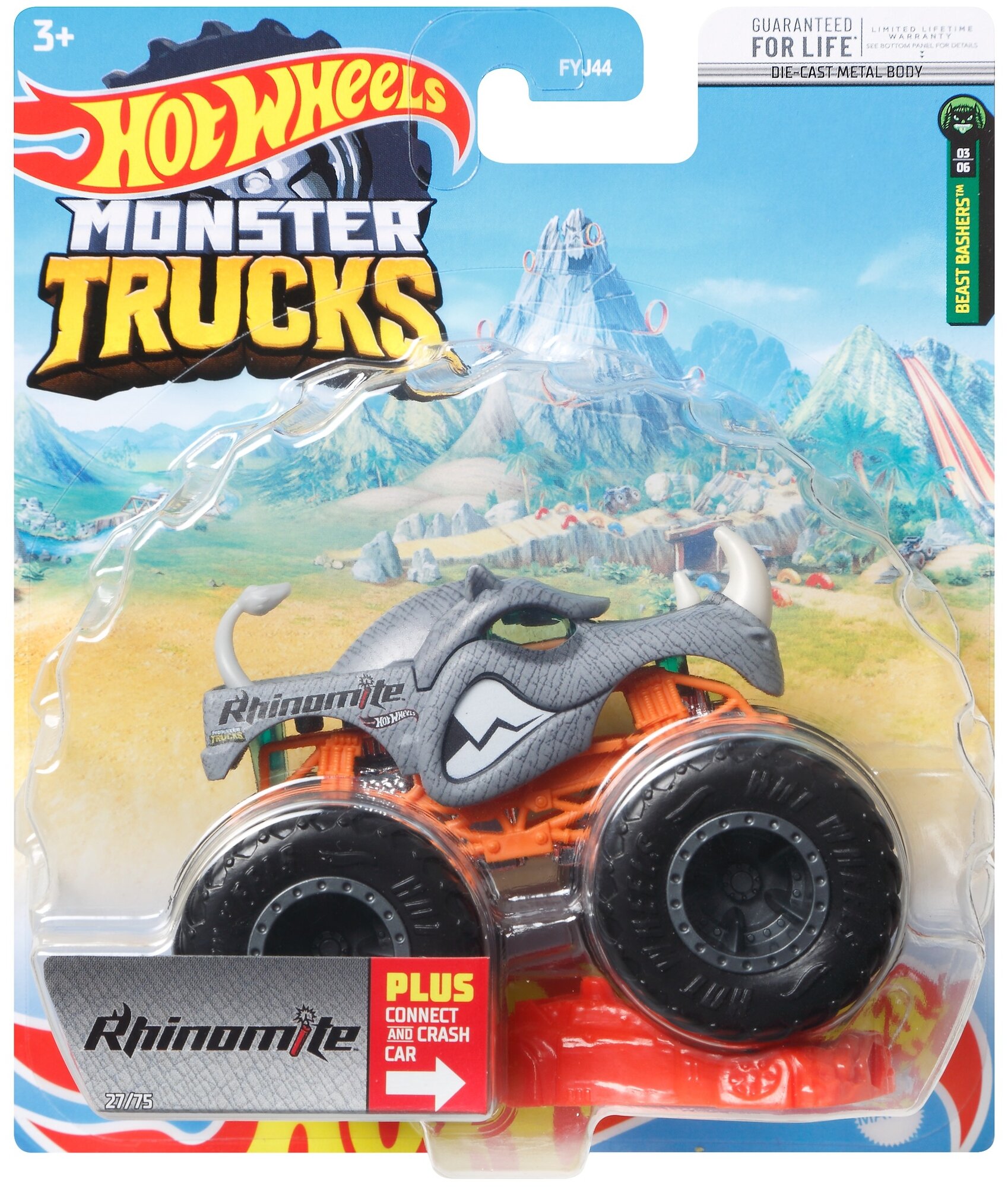 FYJ44 Игровой набор Hot Wheels Машинка Монстр Трак с препятствием (камнем или кузовом), масштаб 1:64