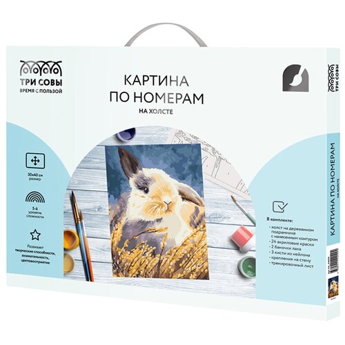 картина по номерам red panda котики на траве p54667 30x40 Картина по номерам на холсте Три Совы Кролик, 30x40, с акриловыми красками и кистями (КХ_44099)