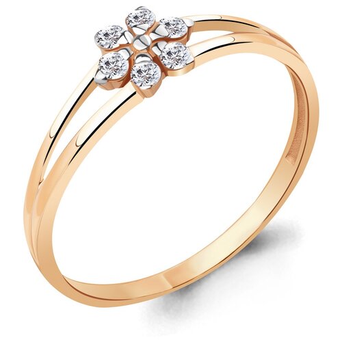 фото Золотое кольцо aquamarine 68729а с фианитом diamant-online