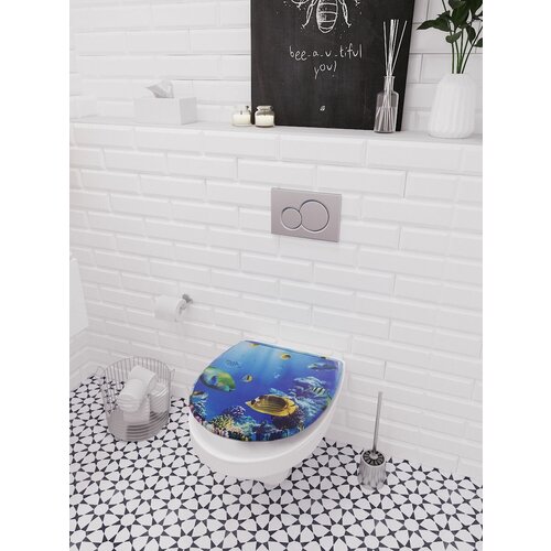 Сиденье для унитаза мягкое с крышкой на унитаз сидушка SK-06161 Аквалиния 990₽