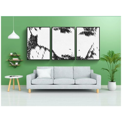 фото Набор модулных постеров для интерьера "портрет, лицо, иллюстрация" 60x90 см. в тубусе, без рамки lotsprints