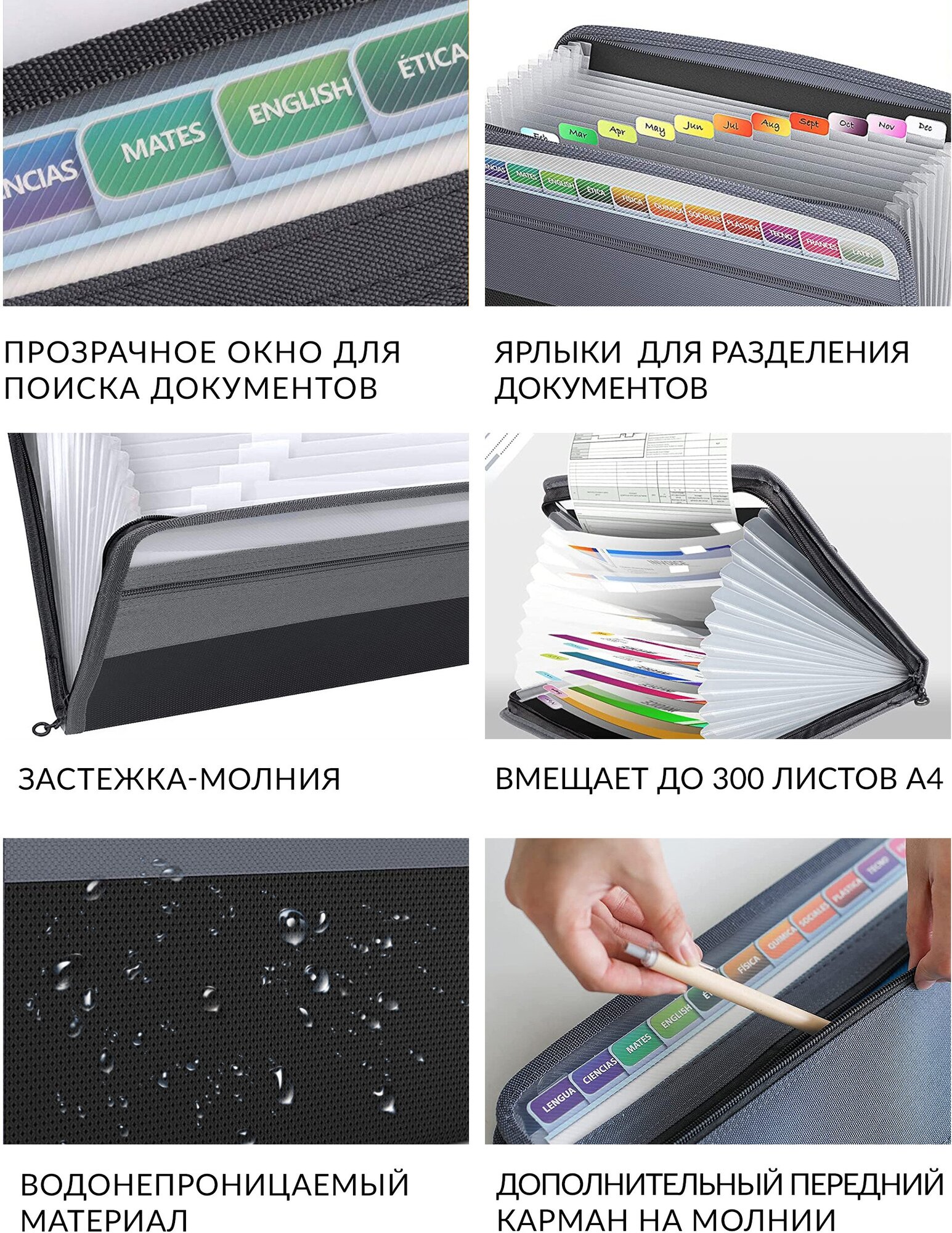 Органайзер для документов / Канцелярская папка для хранения документов формата А4 / 13 отделений — фото 1