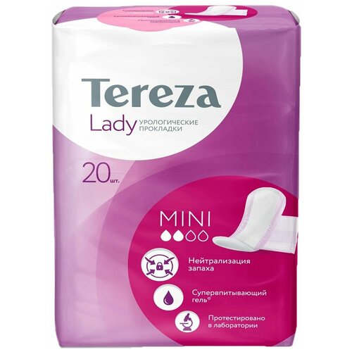 Урологические прокладки TerezaLady впитывающие для женщин Lady Mini, 2 капель, 20 шт.