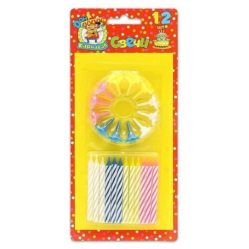 Miland Свечи для торта с подставками цвет мультиколор 12 шт