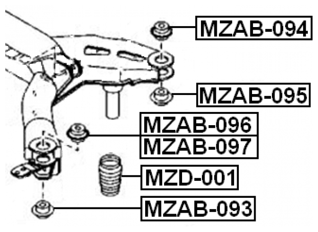 Сайлентблок задней балки левый Febest MZAB-097