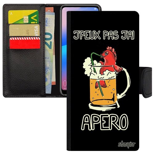 фото Противоударный чехол-книжка на смартфон // samsung galaxy a10 // "не могу - у меня аперитив!" предлог отговорка, utaupia, черный