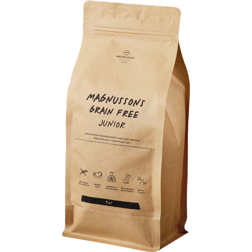 Magnussons Grain Free Junior запечённый корм для щенков, беременных и кормящих сук, беззерновой 1 кг