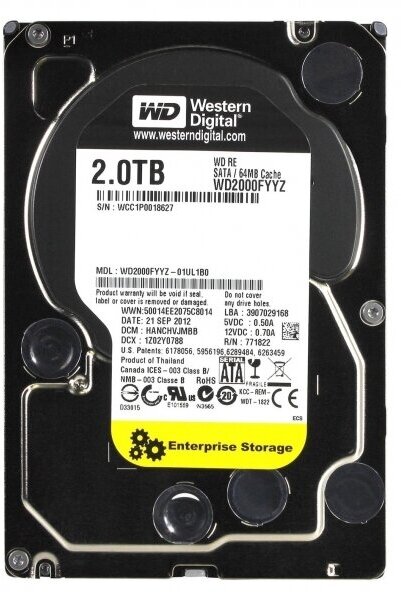 Жесткий диск Western Digital WD2000FYYZ 2Tb SATAIII 3,5" HDD