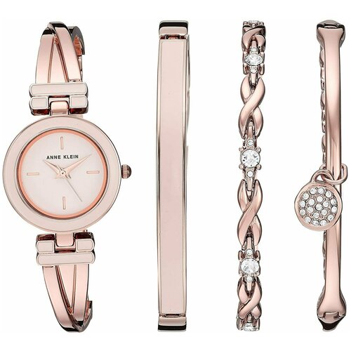 Наручные часы ANNE KLEIN Crystal 100292, розовый bikkembergs jewellery черный браслет из нержавеющей стали с буквами розово золотистого цвета