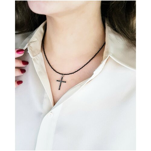 Чокер ENJOY Украшения из камней, фианит, шпинель, длина 45 см, черный