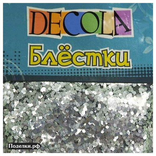 Блестки декоративные Decola W041-202-1 серебряный цвет 1 мм 20 г, цена за 1 шт.