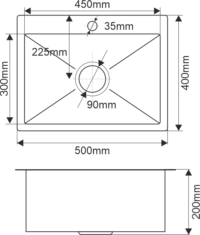 Мойка R5040H MELANA ProfLine 3,0/200 сатин врезная квадратная R5040H - фотография № 4