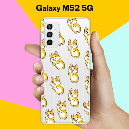 Силиконовый чехол на Samsung Galaxy M52 5G Узор из корги / для Самсунг Галакси М52