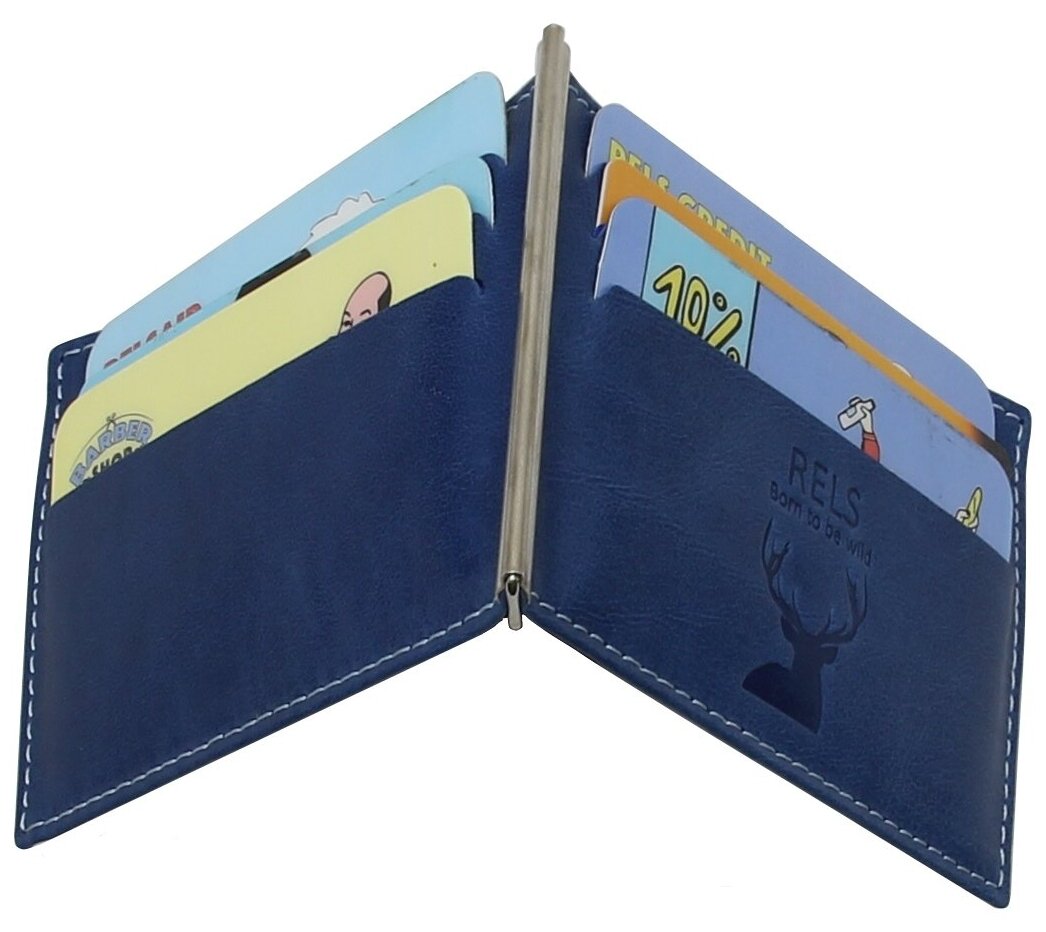 Зажим для купюр RELS, фактура гладкая, синий — фото 1
